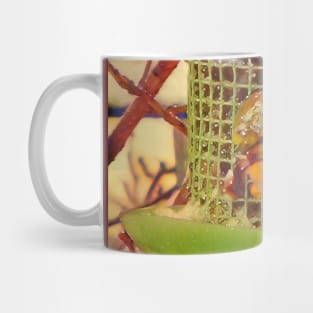 Pretty bird on bird feeder Mug